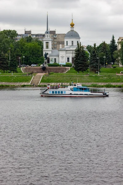 Russia Tver Region Tver City Cloudy Weather City Yacht Volga — Stock Photo, Image