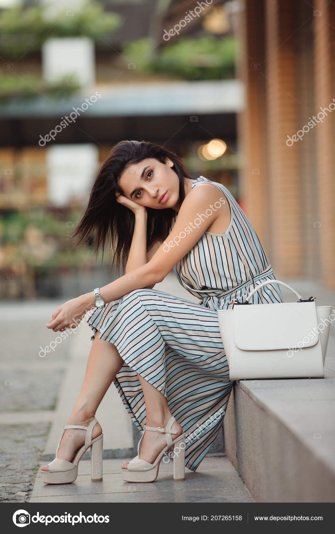 Little Kid Girl Model Posing Fashionable In Casual Stylish Clothes,  Gumboots. Fashion Child Sitting Pose. Studio Background, Brick Wall.Shop  Youth, Advertisement. Stock Photo, Picture and Royalty Free Image. Image  119016579.