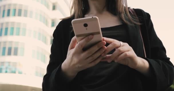 Woman calling by phone — Stock Video