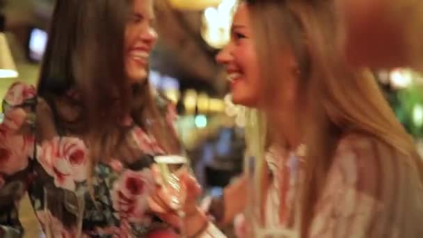 Festa Aniversário Celebração Mulheres Amigos Conversando Uns Com Outros — Vídeo de Stock