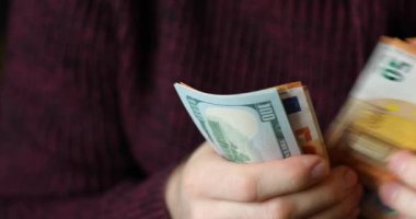 Erkek eller bize dolar ve euro para sayma
