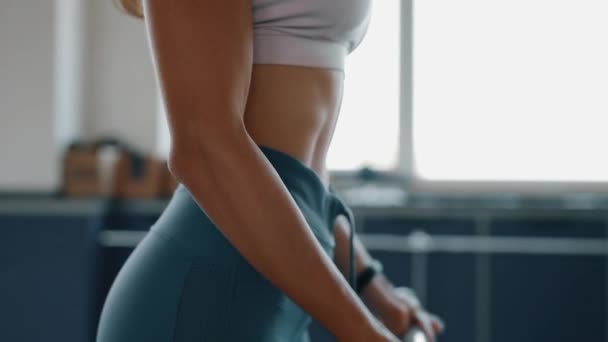 Woman make exercise for bicep — Stock Footage Woman make exercise for bicep Stock Video