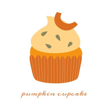 Kabak cupcake elle çizilmiş vektör çizim ile kabak tarifleri bir dizi