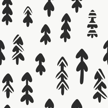 Pines. Kış ormanı dikişsiz vektör deseni