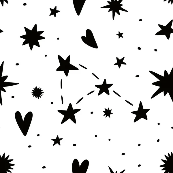 Stars and constellation seamless vector pattern — Stock Vector