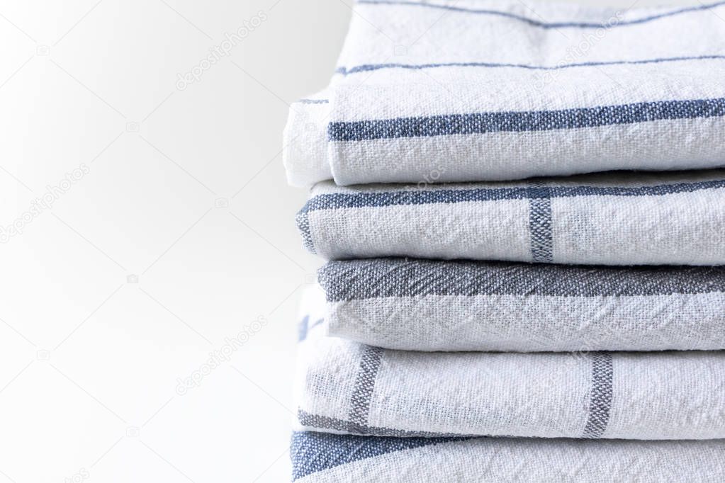 Stack of kitchen towels folded