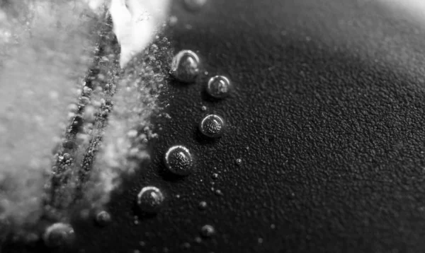 Macro Water Drops Black Rough Texture Background Abstract Banner Horizontal — Stock Photo, Image