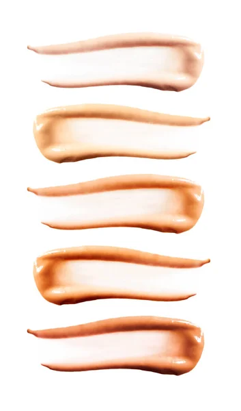 Set Nude Foundation Creme Fleck Für Farbtöne Anpassend Vertikal Sammlung — Stockfoto