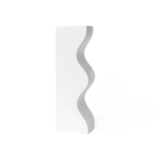 Weiße Vertikale Wellige Mockup Abstrakte Dekorelement Isoliert Auf Weißem Hintergrund — Stockfoto