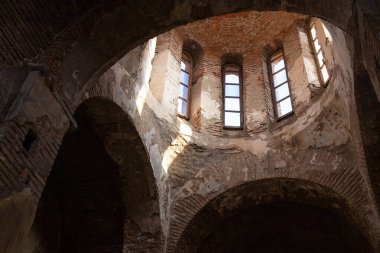 City of Gakh. Azerbaijan. 11.24.2022. Temple of Caucasian Albania in the city of Gakh. Temple of Kurmuk 7th century.