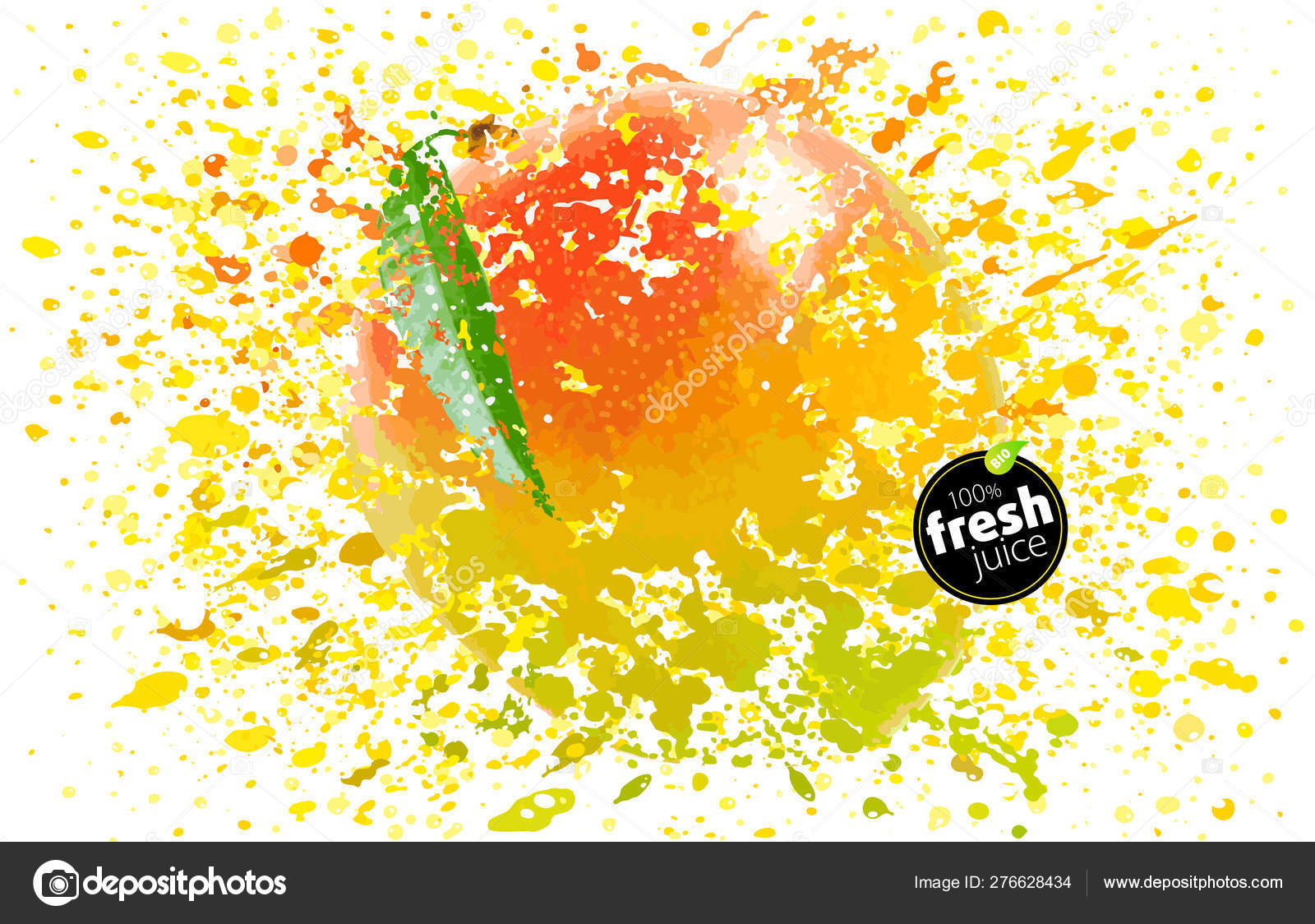 Mango juice splash. Fresh fruit and splashes vitamins. A blast of fresh  fruit taste in a cocktail. Juicy splatter tropical summer on white  background, EPS10 Illustration Stock Vector Image by ©bonarts #276628434