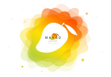 Taze meyve suyu kokteyli için mango tropikal meyve. 3d soyut şekil sıvı sıçrama. Yaratıcı boya karışımı düz sıvı. Modern vektör illüstrasyon tasarım düzeni
