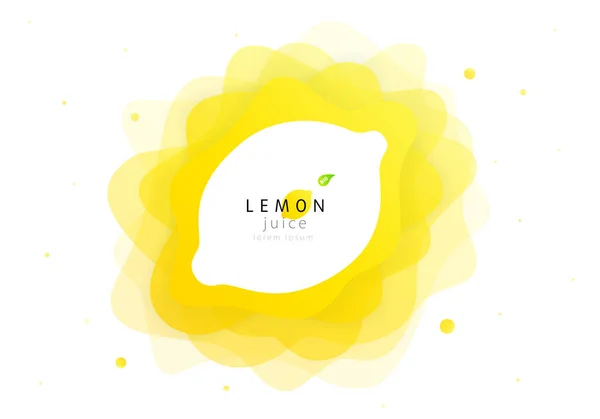 Frutto al limone di forma astratta spruzzata liquida. Succo fresco e limonata di agrumi a onde piatte. Moderno layout di progettazione illustrazione vettoriale — Vettoriale Stock