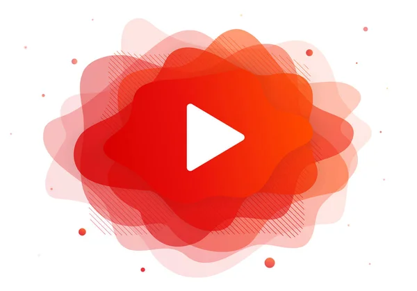 Play button red color of abstract liquid for you video blog channel. Shape layout web tube element and screen on tv. EPS 10 illustration — Stock Vector