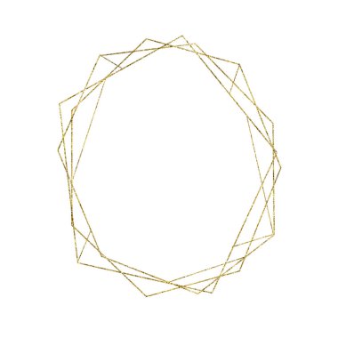 Beyaz arka plan üzerinde izole altın geometrik üçgen kare. Gösterim amacıyla kartlar, davetiyeler düğün