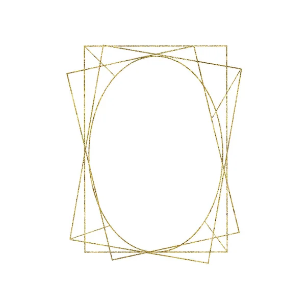 Moldura Oval Triangular Geométrica Dourada Isolada Sobre Fundo Branco Ilustração — Fotografia de Stock