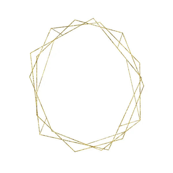 Золота Геометрична Трикутна Рамка Ізольована Білому Тлі Ілюстрація Листівок Запрошення — стокове фото
