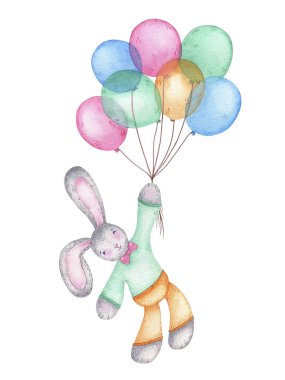 Suluboya mutlu easter bunny tavşan hava balonu üzerinde