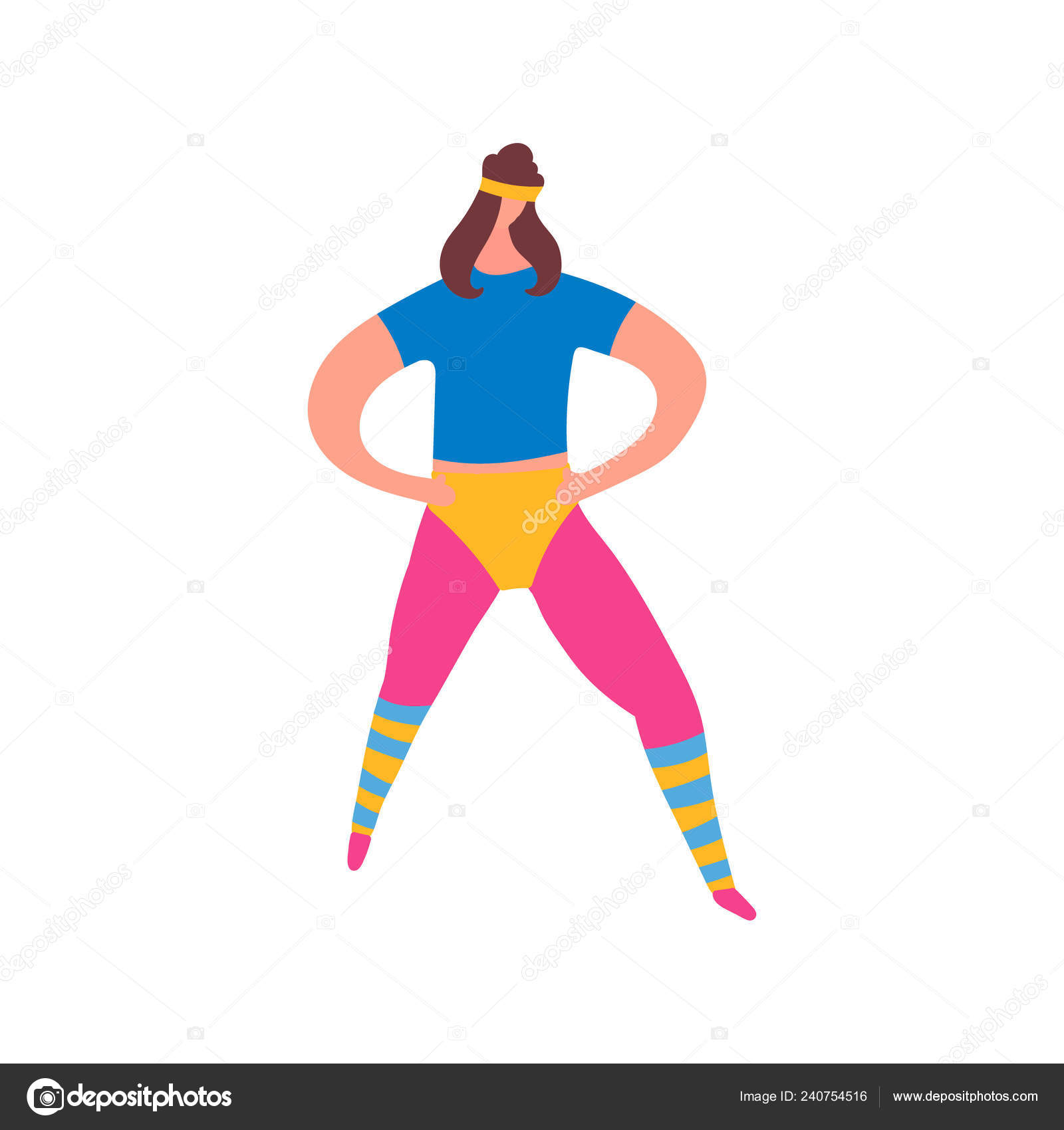 80s years woman girl in aerobics outfit doing workout shaping
