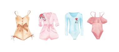 Suluboya kadın moda giyim tulum bodysuits izole