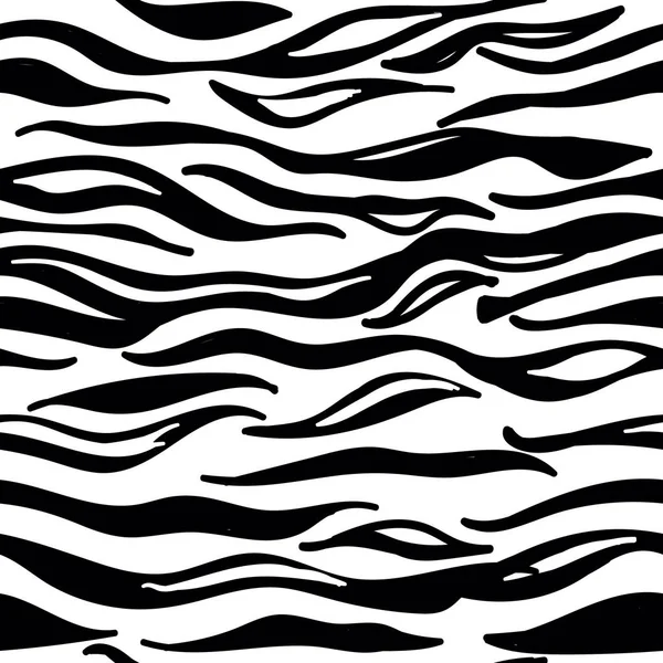 Seamless pattern with black tiger lion animal skin striped print texture fur — ストックベクタ