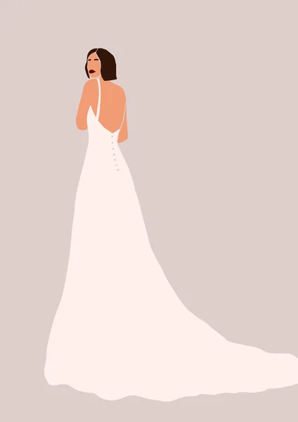 Абстрактна Наречена Весільній Сукні Ізольована Світлому Фоні Мода Мінімально Модна — стоковий вектор