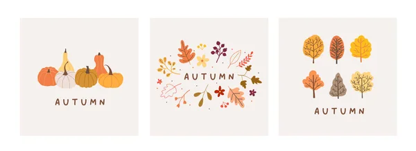 Autumn Mood Greeting Card Poster Template Welcome Fall Season Thanksgiving — Stock Vector