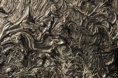 Sanat yağlı boya. Siyah altın. 3D resim. Hacimsel soyutlama. Doku. Arka plan.