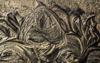 Sanat yağlı boya. Siyah altın. 3D resim. Hacimsel soyutlama. Doku. Arka plan.