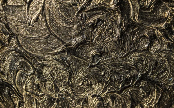 Art oil painting. Black gold. 3D picture. Volumetric abstraction. Texture. Background.