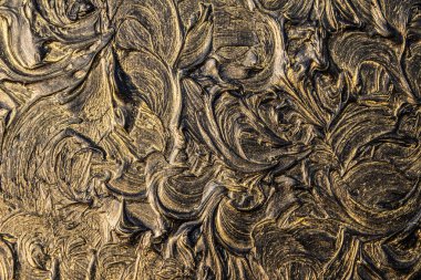 Sanat yağlı boya. Siyah altın resim. Soyutlama. Güzel doku.