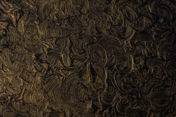 Art oil painting. Black gold painting. Abstraction. Beautiful texture.