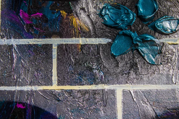 Olieverf Abstractie Bakstenen Muur Achtergrond Textuur — Stockfoto