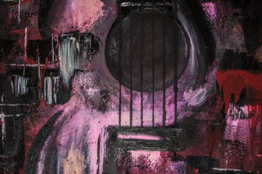 Soyut yağlıboya. Madde. Kırmızı Gitar. Güzel yağlıboya. Arka plan, doku.