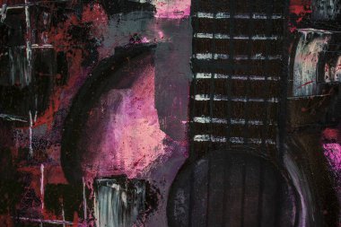 Soyut yağlıboya. Madde. Kırmızı Gitar. Güzel yağlıboya. Arka plan, doku.