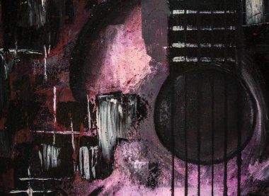 Soyut yağlıboya. Madde. Kırmızı Gitar. Güzel yağlıboya. Arka plan, doku.