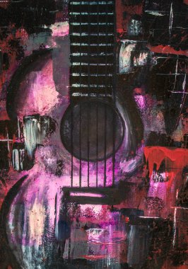 Soyut yağlıboya. Madde. Kırmızı Gitar. Güzel yağlıboya. Arka plan, doku.