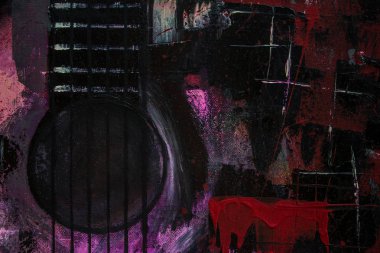 Soyut yağlıboya. Madde. Kırmızı Gitar. Güzel yağlıboya. Arka plan, doku.