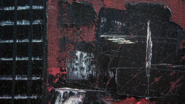 Soyut yağlıboya. Madde. Kırmızı Gitar. Güzel yağlıboya. Arka plan, doku.