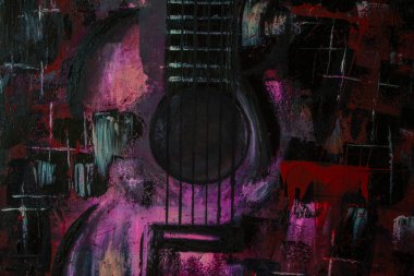 Soyut yağlıboya. Madde. Kırmızı Gitar. Güzel yağlıboya. Arka plan, doku.