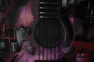 Soyut yağlıboya. Madde. Kırmızı Gitar. Güzel yağlıboya. Arka plan, doku.