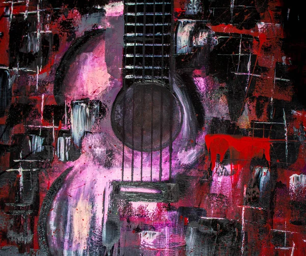 Soyut Yağlıboya Madde Kırmızı Gitar Güzel Yağlıboya Arka Plan Doku — Stok fotoğraf