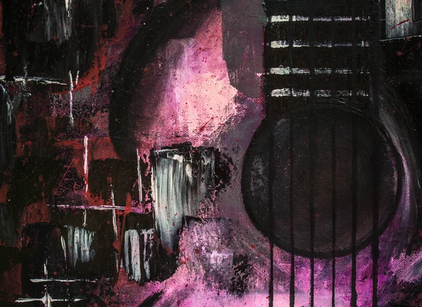 Soyut yağlıboya. Madde. Kırmızı Gitar. Güzel yağlıboya. Arka plan, doku.