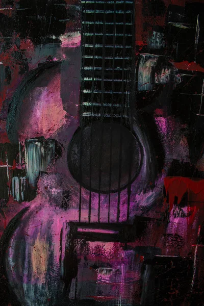 Pintura Óleo Abstrata Arte Guitarra Vermelha Pintura Óleo Bonita Contexto — Fotografia de Stock