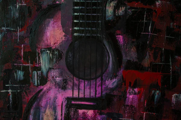 Soyut yağlıboya. Madde. Kırmızı Gitar. Güzel yağlıboya. Arka plan, doku.