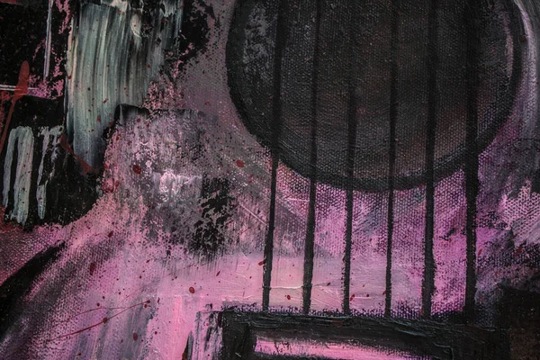 Yağlı boya gitar. Soyut gitar. Tuval üzerine güzel kırmızı gitar. Arka plan. Doku.