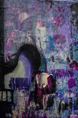 Gitar yağı boyama. Gitar tuvalde. Violet soyut gitar. Geçmişi. Doku.