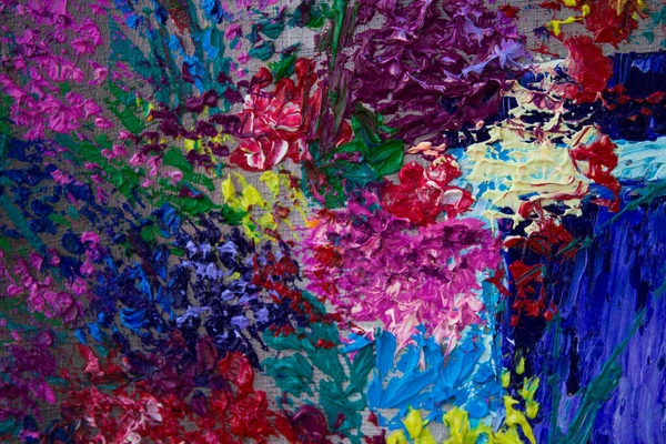 Yağlı boyayla boyanmış çiçekler. Geçmişi. Doku.