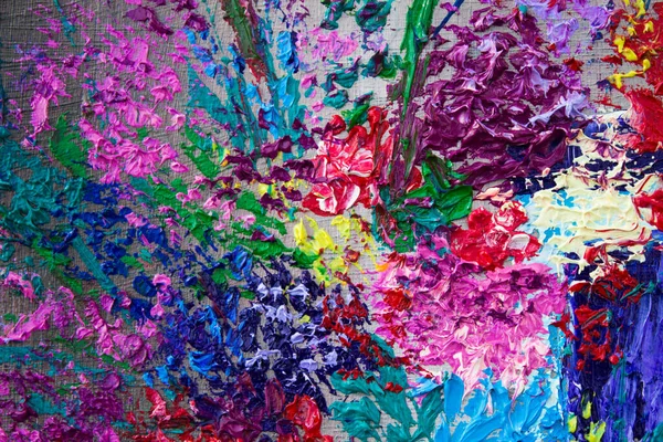 Yağlı boyayla boyanmış çiçekler. Geçmişi. Doku.