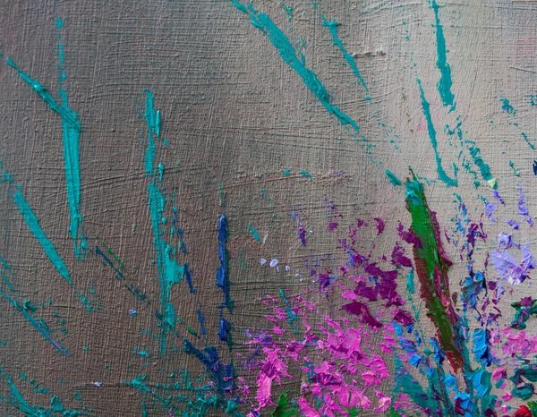 Janela Pintura Óleo Com Flores Contexto Textura — Fotografia de Stock